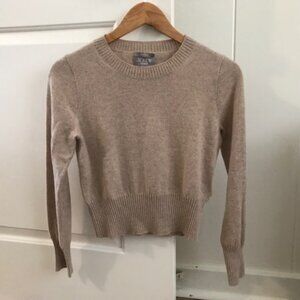 EUC J Crew Shrunken Crew Cashmere Sweater Heather Stone XS